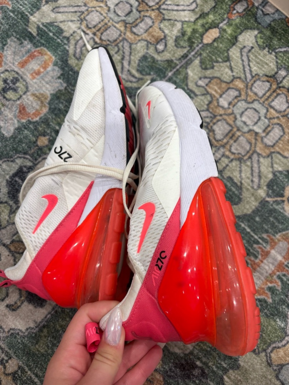 Nike Women’s White/Pink Air Max 270 Sneakers - Picture 3 of 4